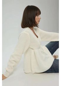 Geschnittener V-Ausschnitt-Pullover mit gebundenem Detail