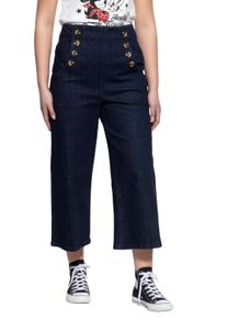 Queen Kerosin Damen Capri Jeans dunkelblau