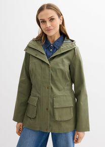 bonprix wasserabweisende Jacke mit Karo-Futter, gr&uuml;n, Gr.36, leichte Jacke mit kariertem Futter, 97% Baumwolle