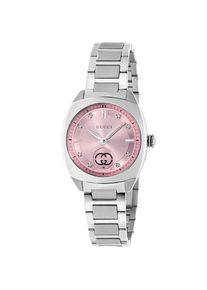 Gucci Interlocking Quarz Damenuhr 29mm - Eleganter silberner Zeitmesser