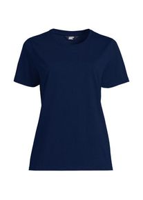 LANDS' END Supima T-Shirt mit Rundhalsausschnitt, Damen,  Blau, Baumwolle, by Lands' End