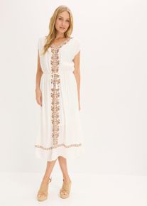 bonprix Boho-Midikleid aus flie&szlig;ender Viskose, wei&szlig;, Gr.54, Ein luftig-lockeres Must-Have mit Stickerei, aus Viskose