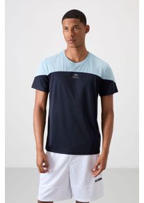 Herren T-Shirt mit Farbblockierung und Rundhalsausschnitt