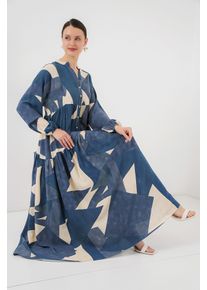 Gedrucktes V-Ausschnitt Maxikleid mit Knopfverschluss