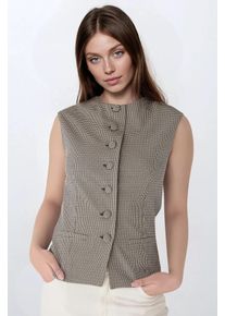Kariertes Fitted Crew-Neck-Weste