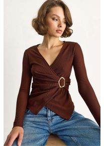Doppelt kn&ouml;pfte Bluse mit Zubeh&ouml;rdetails