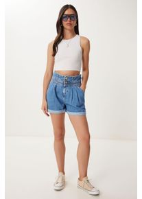 Hohe Taillierten Mom Denim Shorts