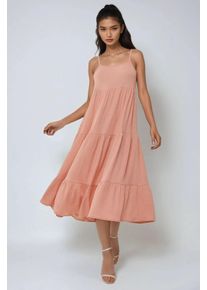 Strukturiertes A-Linien Midi-Kleid