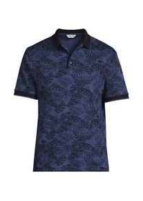 LANDS' END Poloshirt mit Ton-in-Ton-Print, Herren,  Blau, Baumwolle, by Lands' End