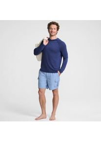 LANDS' END Schnelltrocknende UPF 50 Cargo-Badeshorts f&uuml;r Herren, 18 cm, Herren, size: regular, Blau, Elasthan/Polyester-Mischung, by Lands' End