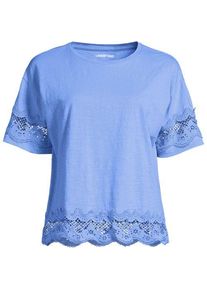 LANDS' END Flammgarn-Shirt mit Bord&uuml;ren, Damen,  Blau, Baumwolle, by Lands' End