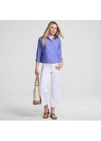LANDS' END Kurze, b&uuml;gelfreie Hemdbluse f&uuml;r Damen, Damen, size: regular, Blau, Baumwolle, by Lands' End
