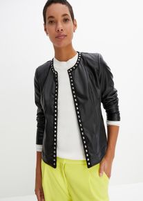 bonprix Lederimitat-Jacke, schwarz, Gr.38, Zeitloser Lederimitat-Blazer mit NietenLederimitat