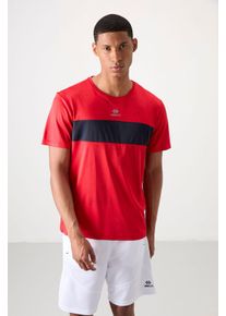 Herren Farbblockiertes Rundhals-T-Shirt