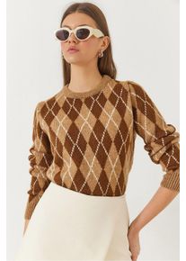Baklava-Muster Crew-Neck Strickpullover