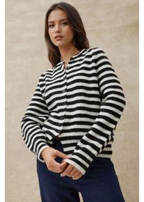 Gestreifter Strick-Cardigan mit Rundhalsausschnitt und weichem Griff