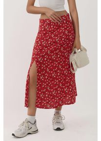 Blumige Hohe Taille Midi-Rock