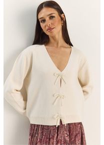 Knopf Detaillierter Strick V-Ausschnitt Cardigan