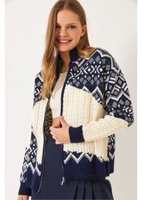 Geometrisches Muster Rei&szlig;verschlusskragen-Cardigan