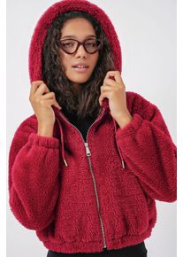 Crop Pl&uuml;sch Rei&szlig;verschluss-Front-Hoodie