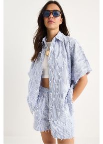 Oversized gestreiftes Co-Ord-Set mit R&uuml;schen Details