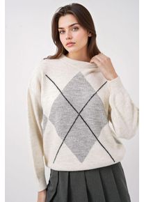 &Uuml;bergro&szlig;er Argyle Rundhals-Pullover