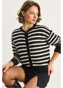 Haarzopf Strickjacke mit Knopfverschluss