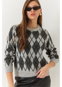 Baklava-Muster Rundhals-Strickpullover