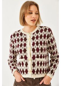 Jacquard-Strickjacke mit Taschen