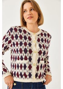 Jacquard-Strickjacke mit Taschen