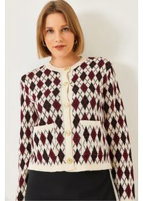 Jacquard-Strickjacke mit Taschen