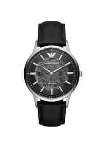 Emporio Armani Elegante Herrenuhr der Marke Armani. Die Uhr hat ein Armband, das auch kleiner gemacht werden kann, das Geh&auml;use hat einen Durchmesser von 43 mm. Die Uhr hat ein mechanisches Uhrwerk, so dass keine Batterien ben&ouml;tigt werden. Marke: ArmaniModellname: AR60038 (43mm)Kategorie: HerrenuhrMaterialien: Edelstahl, LederFarbe: schwarz, silber