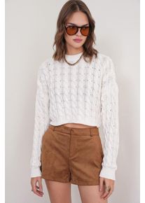 Cable Knit Muster Rundhals Pullover