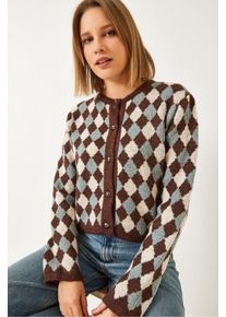 Gerippter Crop-Cardigan mit Knopfverschluss
