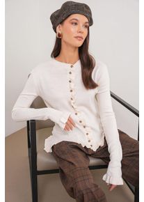 R&uuml;schiger Gerippter Strickcardigan