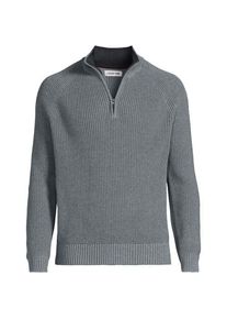 LANDS' END DRIFTER Pullover mit Rei&szlig;verschluss, Herren, size: regular, Grau, Baumwolle, by Lands' End