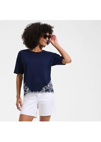 LANDS' END Flammgarn-Shirt mit Saumstickerei f&uuml;r Damen, Damen, size: regular, Blau, Baumwolle, by Lands' End