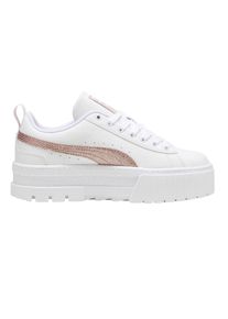 Puma - "Mayze" Sneaker f&uuml;r Damen, Leder, Plattform-Absatz (Wei&szlig;/Glitzer Wei&szlig;)