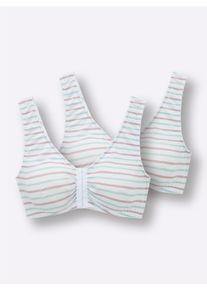 w&auml;schepur sheego Gro&szlig;e Gr&ouml;&szlig;en Bustier, wei&szlig;-mauve-mint-gestreift, Gr&ouml;&szlig;e 52/54 - Damen
