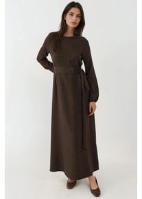 Maxi-Kleid mit langen &Auml;rmeln und gew&ouml;lbtem Detail