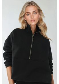 L&auml;ssiger Schnitt Langarm Rei&szlig;verschluss Sweatshirt
