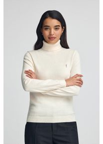 Rollkragenpullover ecru aus Wollgemisch mit gesticktem Rigby Go-Logo