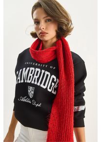 Bedruckter gerippter Rundhalsausschnitt Sweatshirt