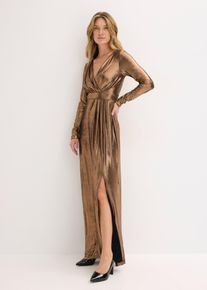 bonprix Abendkleid aus feinem Jersey mit Glanz, braun, Gr.40, Modern und feminin: Abendkleid aus gl&auml;nzendem Material in Metalli-Optik