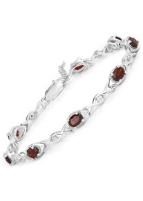 Vira Jewels Armband 925-Sterling Silber rhodiniert Gl&auml;nzend Granat bordeaux