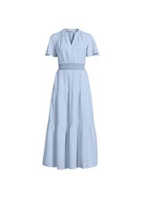 LANDS' END Stufen-Maxikleid aus Musselin, Damen,  Blau, Baumwolle, by Lands' End