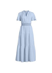 LANDS' END Stufen-Maxikleid aus Musselin, Damen,  Blau, Baumwolle, by Lands' End