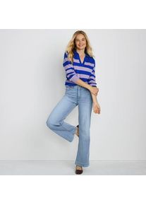LANDS' END Recover Jeans High Waist mit weitem Bein in Petite-Gr&ouml;&szlig;e, Damen, size: petite, Blau, by Lands' End