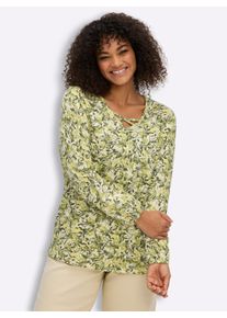 sheego Gro&szlig;e Gr&ouml;&szlig;en Langarmshirt, lindgr&uuml;n-zitrone-bedruckt, Gr&ouml;&szlig;e 56 - Damen