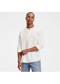 LANDS' END Grandad-Hemd aus reinem Leinen, Herren,  Wei&szlig;, Leinen, by Lands' End
